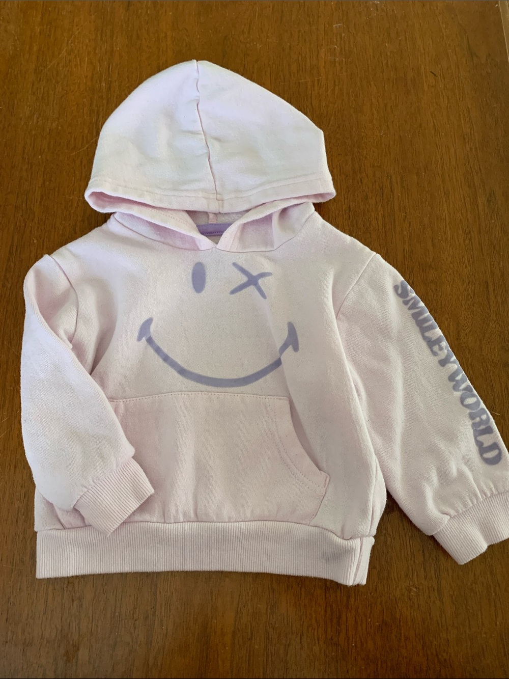 🍊5/$25 Smileworld Kids Light Pink Hooded Sweatshirt with Smile Graphic 2T